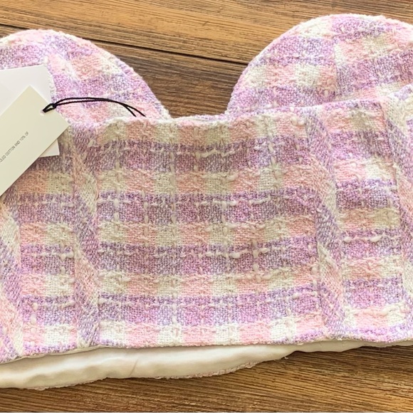 ✨ Zara Purple Plaid Tweed Bustier Corset Top – Size Large ✨ - Picture 4 of 12